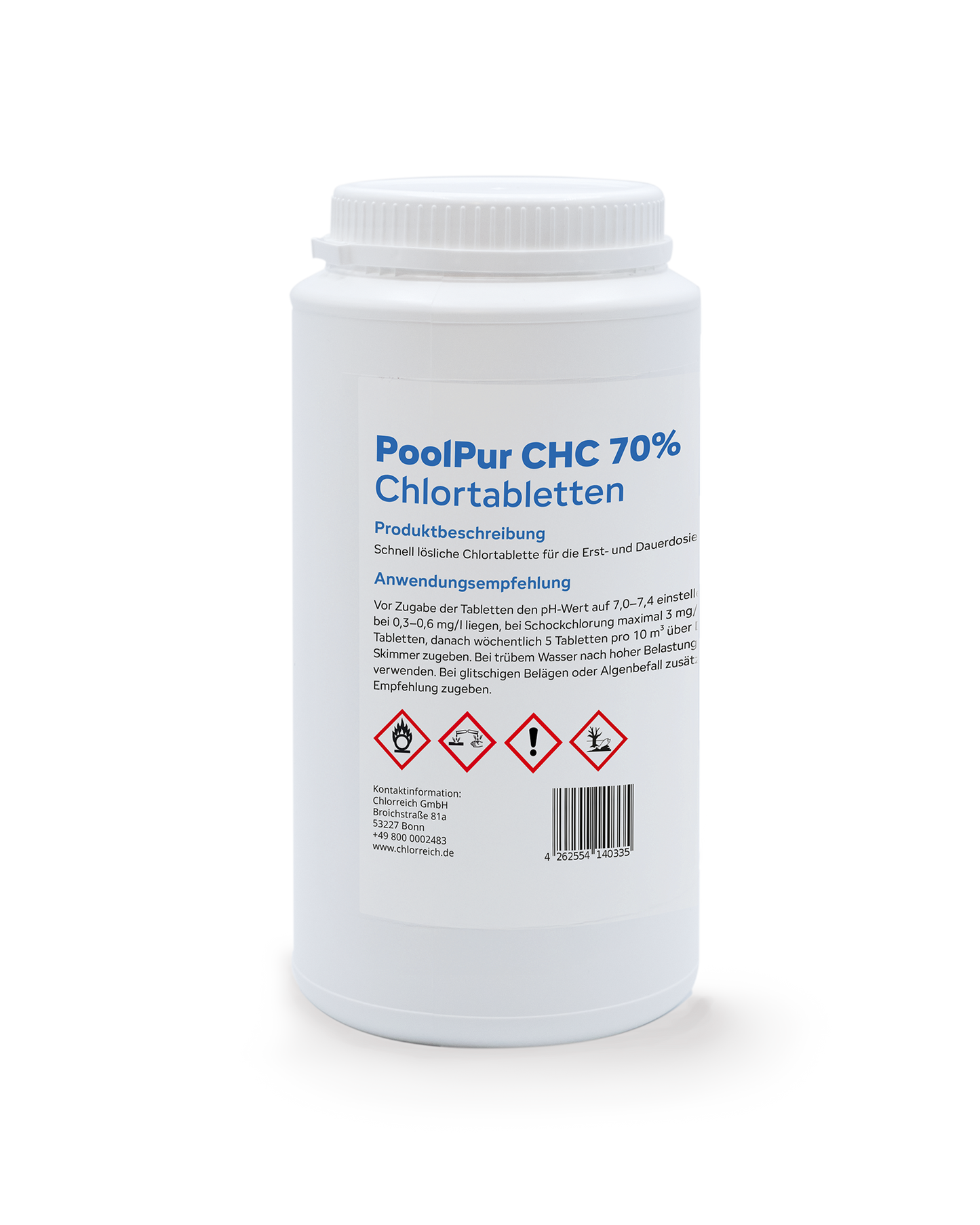 PoolPur CHC 70% Chlor Tabletten (20 g) ANORGANISCHES CHLOR – OHNE CYANURSÄURE