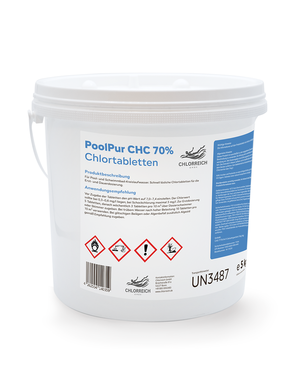 PoolPur CHC 70% Chlor Tabletten (20 g) ANORGANISCHES CHLOR – OHNE CYANURSÄURE