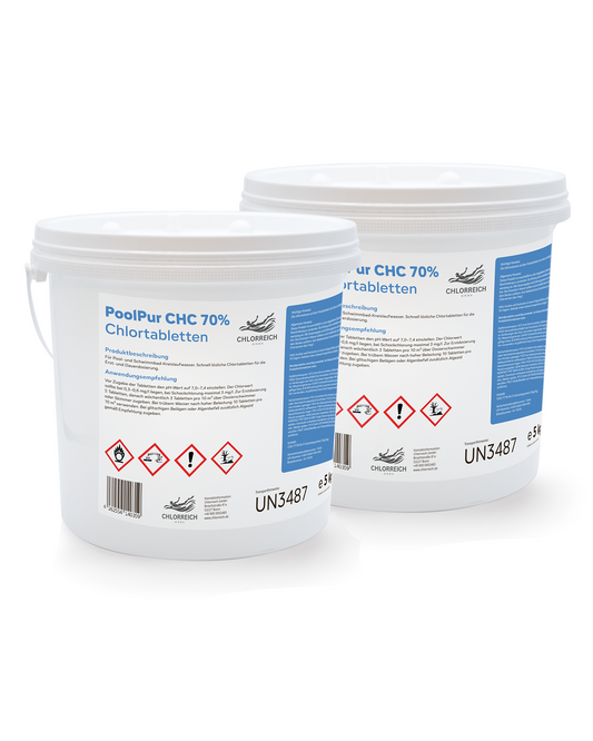 PoolPur CHC 70% Chlor Tabletten (20 g) ANORGANISCHES CHLOR – OHNE CYANURSÄURE 2 x 5 kg Sparset (10 kg)